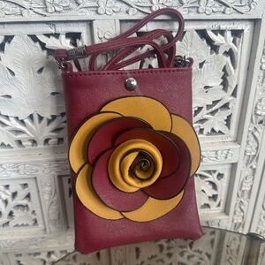 NWT‎ K Carroll Red & Yellow Floral Small crossbody Bag